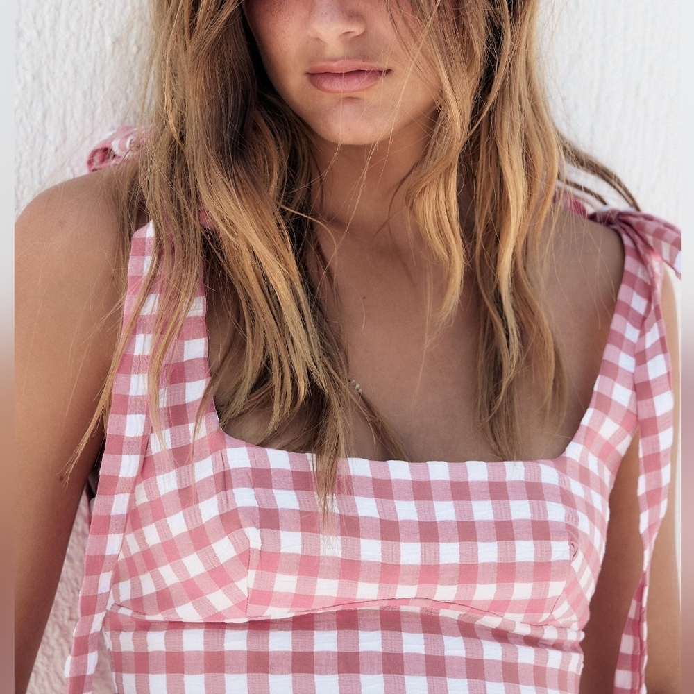 Zara Pink Plaid Mini Dress Sz L - Picture 11 of 16